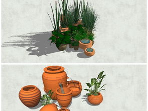 精品陶罐花卉绿植景观小品花钵SU模型设计图深度解析